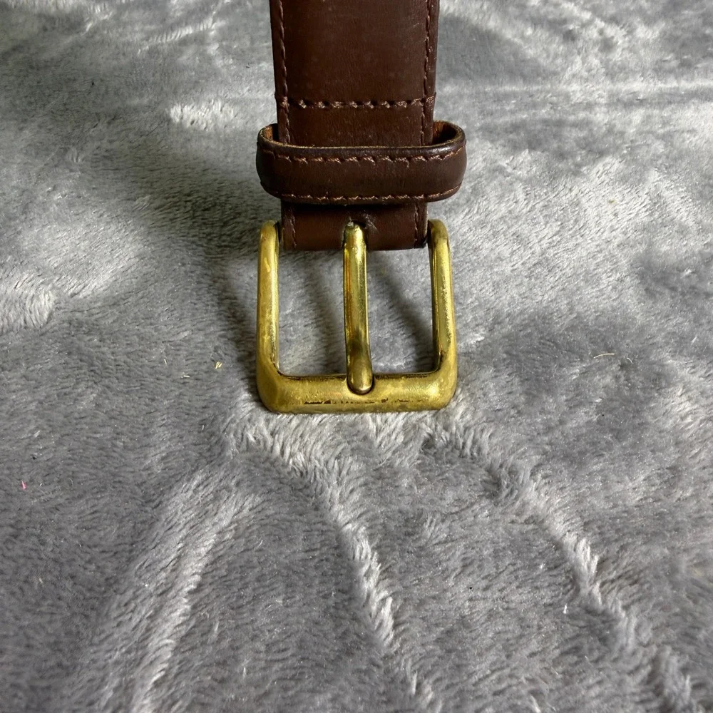 Vintage Coach 5950 Mens 36 Brown Burnished Cowhide Leather Belt Brass Buckle USA